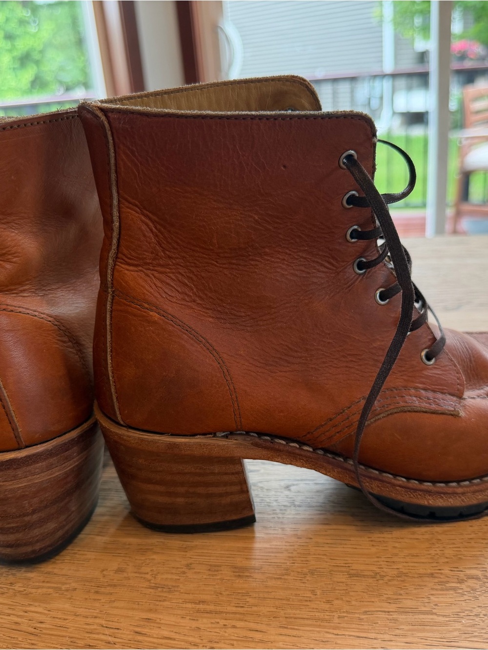 Red Wing Shoes Tan Leather Lace-Up Work Boots - Picture 6 of 9